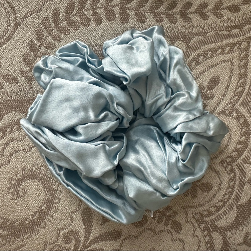 Never used, brand new 100% Mulberry Blue Satin Hair Scrunchie